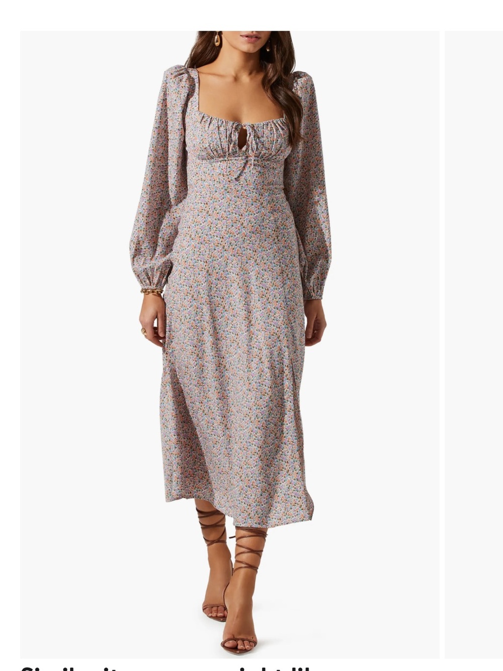 ASTR The Label Flora Back Cutout Long Sleeve Midi Dress, S